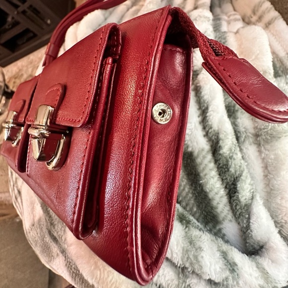 Wilsons Leather Red Zipper Close Wallet with Silver hardware - Picture 8 of 9